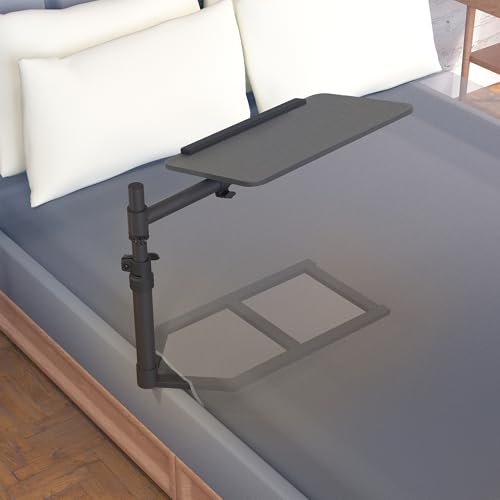Height Adjustable Under Mattress 20 inch Bedside Desk, Works with Lofts and Beds Without Frames, Tilting Desktop, Fits Laptops, Books, and More, Black - size: 20"