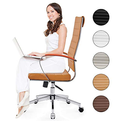 highback Chair Leather Home Office Desk Chairs Ergonomic Desk Chair and Computer Chair Black (4020-terracottta) - color: 4020-terracottta