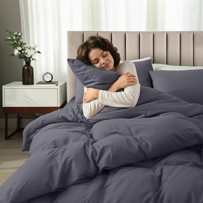 Utopia Bedding 4 Piece Bedding Set - 1 Fitted Sheet (54x75), 1 Duvet Cover Full Size, 2 Pillow Case (20x30) - All Season Luxury Bed in a Bag with Zippered Full Duvet Cover - No Comforter (White) - color: Grey, size: Full - Duvet Cover with Fitted Sheet
