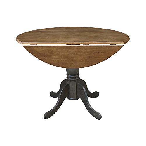 International Concepts 42 Inch Dual Drop Leaf Dining Height Table, Hickory/Washed Coal. - color: Hickory/Washed Coal
