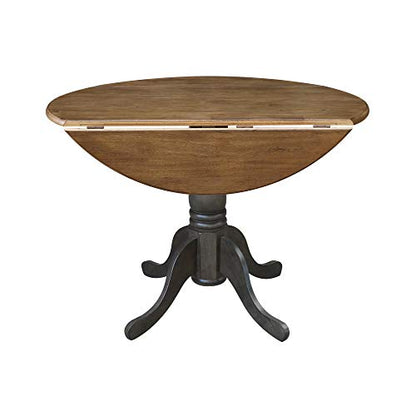 International Concepts 42 Inch Dual Drop Leaf Dining Height Table, Hickory/Washed Coal. - color: Hickory/Washed Coal