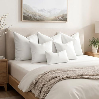 MIULEE Feather and Down 12x20 Inch Throw Pillow Insert for Sofa Bed Couch | Soft Fluffy Throw Pillow, Double-Layer Cotton Fabric, Prevents Feather Leakage - size: 12x20 Inch