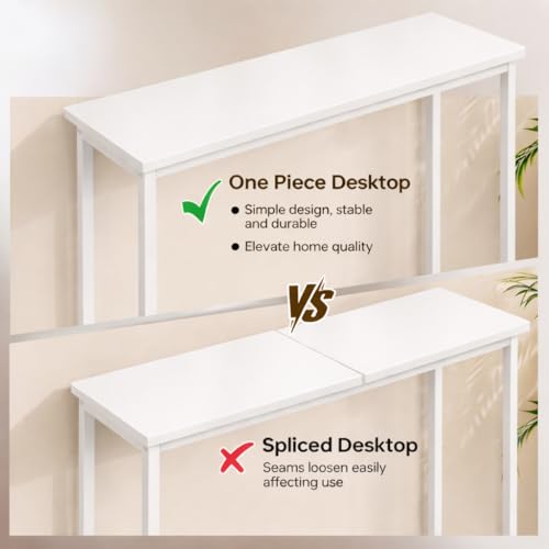 Narrow Entryway Console Table & Sofa Side Table - Industrial Hallway Table for Small Spaces, Behind Couch Table, Multi-Functional Living Room Bedroom Office,White, 29.5" x 9.4" x 29.5" - color: White