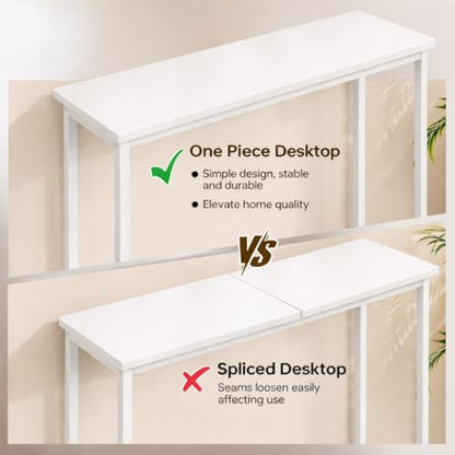 Narrow Entryway Console Table & Sofa Side Table - Industrial Hallway Table for Small Spaces, Behind Couch Table, Multi-Functional Living Room Bedroom Office,White, 29.5" x 9.4" x 29.5" - color: White