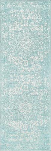 Rugs.com - Arlington Rug – 6 Ft Runner Aqua Coastal Runner Rug – for Hallways, Kitchens, and Entryways - color: Aqua, size: 2' x 6' (Runner)