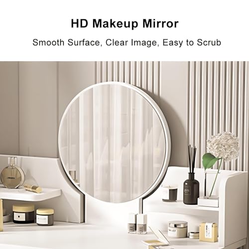 Makeup Vanity Table Set with Mirror, 2 Drawers, 2 Shelves, White | Medium Density Fiberboard, Modern Design, 31.5"L x 15.7"W x 47.2"H, No Stool Included - color: White