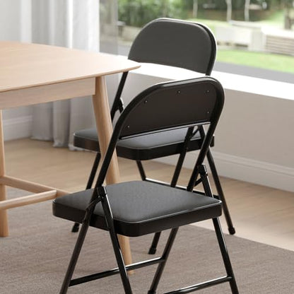 Nazhura 4 Pack Folding Chairs, Fabric Dining Chair Set with Padded Cushion and Back, Indoor Outdoo Seat for Home Office Events Wedding Party (Charcoal Fabric Seating) - color: Charcoal