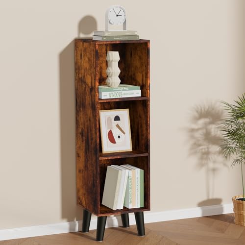 3 Cube Storage Organizer with Legs, 3 Tier Cube Low Bookcase Freestanding Storage Display Organizer for Home Office, Three-Cubes Open Shelf Short Bookshelf (Retro Brown, 3 Cube) - color: Retro Brown, size: 3 Cube
