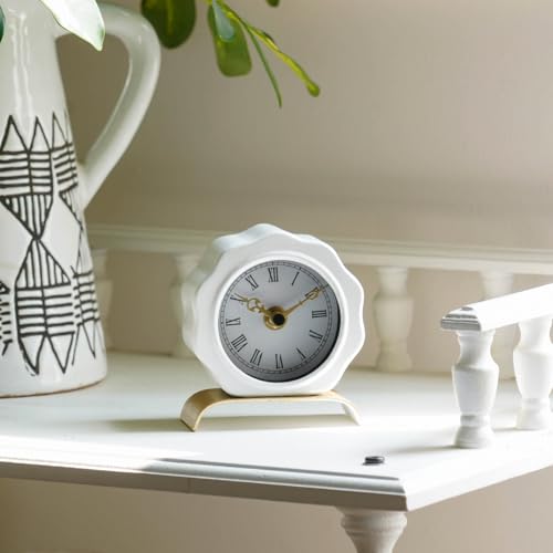 NIKKY HOME Desk Clock, Small Desk Clock, Battery Operated Silent Table Clock on Stand, Vintage Decorative Clocks for Desk, Shelf, Bedroom and Home Decoration