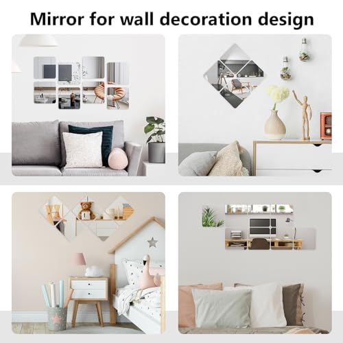Shiftshade Wall Stickers - Unbreakable Self-Adhesive Mirror Tiles for Bedroom, Home, Gym, Door - Acrylic Shatterproof Sheets, Panels (8x8 Inch, 4 Pcs) - size: 8x8inchx4pack