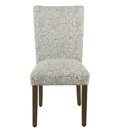 HomePop Parsons Classic Upholstered Accent Dining Chair, Set of 2, Gray and Cream - color: Grey Floral Tree Pattern, style: Pack of 2