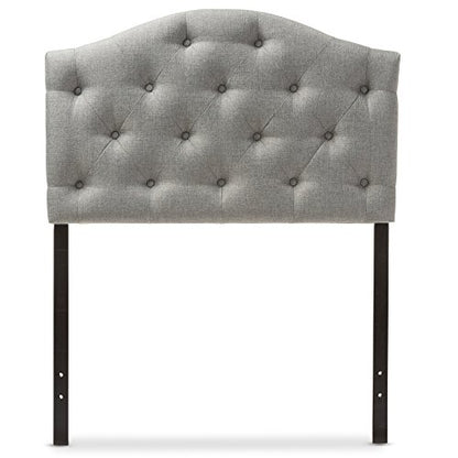 Baxton Studio Myra Modern and Contemporary Grey Fabric Upholstered Button-Tufted Scalloped Twin Size Headboard - color: Gray, size: Twin