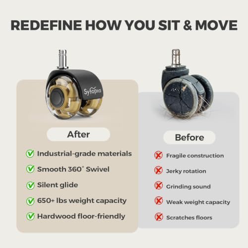 Office Chair Wheels 2" Desk Chair Caster Wheels Smooth Roller Style Quiet for Carpet and Hardwood Floors Universal Fit 11x22 mm Set of 5 Yellow - color: Yellow-2 Inch