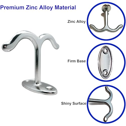 10 Pcs Zinc Alloy Ceiling Double Hook Cabinet Wardrobe Coat Towel Hat Hook Hooks Under Cabinet Shelf (Shiny Silver) - color: Shiny Silver