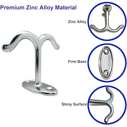 10 Pcs Zinc Alloy Ceiling Double Hook Cabinet Wardrobe Coat Towel Hat Hook Hooks Under Cabinet Shelf (Shiny Silver) - color: Shiny Silver