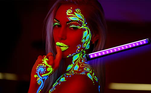 UV Black Light Bar 1ft LED Blacklight Strip Lights for Fluorescent Tapestry | Magnetic, 10W, USB-C Cord, Small, for Body Paint Glow Party Poster Cabinet Display, Bedroom Decor, THLIFURE, 2PACK