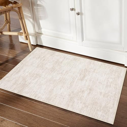 좁은 부분 러그 5.1 x 7.6cm(2 x 3인치) 입구 매트, 고무 뒷면, 얼룩 방지 스로우 카펫 모던 단색 욕실 매트, 현대적인 단색 욕실 매트, 현대적인 세탁 가능한 러그, 거실, 침실, 식당, 주방용, 베이지 5.1x7.6cm(2x - color: 베이지., size: 2' x 3' (Rectangular)