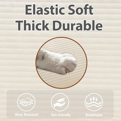 69.3" Plush Cloud Loveseat Sofa, Modular 2-Seater Sectional Couch, 22" Chenille Cushions & 2 Pillows, Corduroy Upholstered Sofa for Living Room Bedroom Apartment, Beige