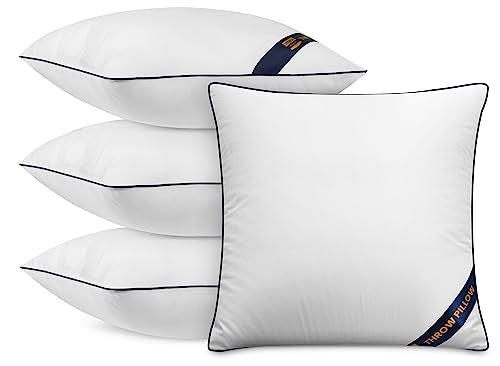 Utopia Bedding 12x12 Throw Pillow Inserts, Decorative Pillows, Pack of 4 | Piping Throw Pillows, Plush & Supportive, Aesthetic Cushion Sham Stuffer for Sofa, Office, Couch & Bed, Set of 4, White - size: 12x12 Inch