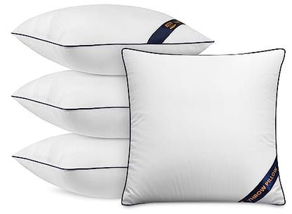 Utopia Bedding 12x12 Throw Pillow Inserts, Decorative Pillows, Pack of 4 | Piping Throw Pillows, Plush & Supportive, Aesthetic Cushion Sham Stuffer for Sofa, Office, Couch & Bed, Set of 4, White - size: 12x12 Inch