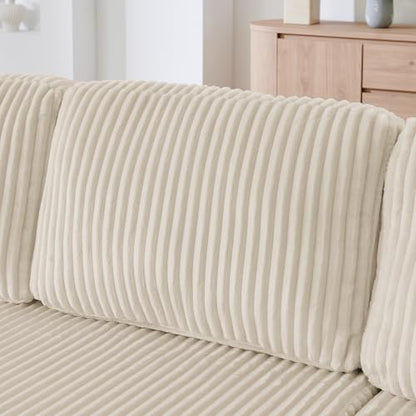 U shape Modular Sectional Sofa, Compressed Sectional Sofa Modern Minimalist Style Corduroy Couch, Sleeper Sofa for Living Room, Bedroom, Comfy Compressed Sofa Couch Space-Efficient Design-beige Mini