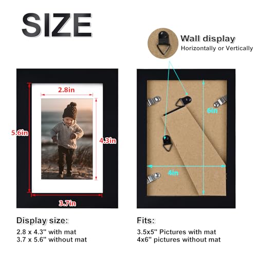 4x6 Frame Black, Solid Wood 4 x 6 Picture Frame with Acrylic Plexiglass for 3.5x5 with Mat, Tabletop and Wall Display Photo Frames 4x6 Black, 4 Pack - color: Black, size: 4x6