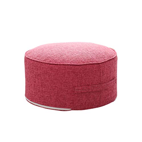 Round Pouf Foot Stools Comfortable Ottoman Floor Seat Cushion Movable Foot Rest Washable Case for Living Room, (Pink) - color: Pink