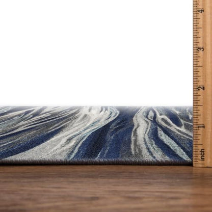 Keen Home Design Runner Rugs - 32"x91" Non-Shedding, Thick Pile Abstract Rugs for Kitchen, Living Room, Bedroom, Dining Room, Entryway - Size: 2'8" x 7'7", Skrik Navy - color: Skrik Navy, size: 2'8" x 7'7" (Runner)