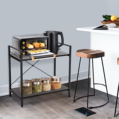 ZenStyle 2 Tier Small Bookshelf for Small Space, 2 Shelf Low Metal Bookcase Modern Industrial Shelving Unit for Bedroom, Living Room, Kitchen and Home Office, Black