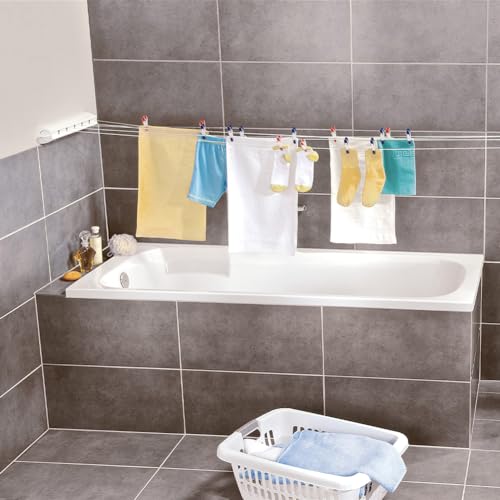 Joyzan Retractable Clothesline,Indoor Clothes Lines Adjustable 5 Line Dryer | Laundry Rope Wall Mounted Drying Hanging String Rack Portable Washing Wet Clothing Line Dry Outdoor Hotel Home Bathroom