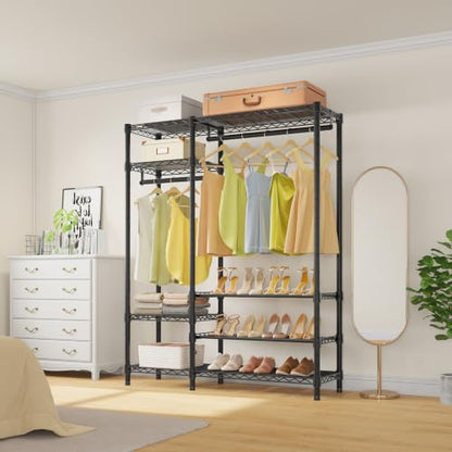 VIPEK V2S Heavy Duty Clothes Rack Portable Closet Organizer, Black | Closet System with 6 Tiers Adjustable Wire Shelves Shoe Shelves Metal Freestanding Clothing Rack for Walk-in Closet 750LBS - color: Black, style: V2S