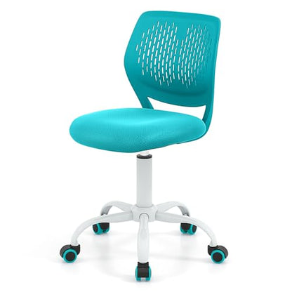 POWERSTONE Small Home Office Desk Chair, Swivel Rolling Study Computer Chair, Adjustable Height Task Chair with Armless Mid Back, Upholstered Mesh Seat,Turquoise - color: Urquoise