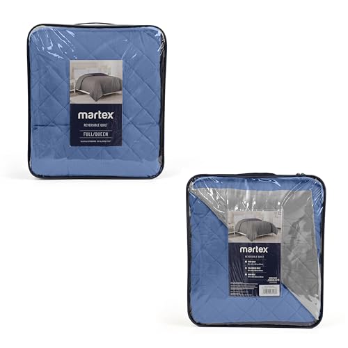 Martex Reversible Coverlet, Twin, Ceil Blue/Grey | Lightweight, Durable, Soft, Easy Care, Reversible - color: Ceil Blue/Gray, size: Twin