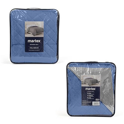 Martex Reversible Coverlet, Twin, Ceil Blue/Grey | Lightweight, Durable, Soft, Easy Care, Reversible - color: Ceil Blue/Gray, size: Twin