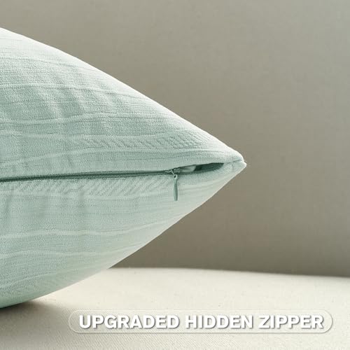 FUTEI Pack of 2 Chenille Throw Pillow Covers 12x20 Inch, Dyeing Light Blue | Double-Sided Elegant Line Textured Design,Side Hidden Zipper,Machine Washable,Pill-Resistant,Colorfast,Insert Not Included. - color: Dyeing Light Blue, size: 20" x 12" (Pack of 2