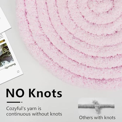 Cozyful Chunky Yarn for Hand Knitting - #10 Chunky Chenille Yarn, Jumbo Big Thick Chunky Yarns for Crocheting, Super Bulky Chunky Knit Blanket Yarns, 8 Skein (22 yds 8 oz Each Skein), Blush Pink - color: Blush Pink