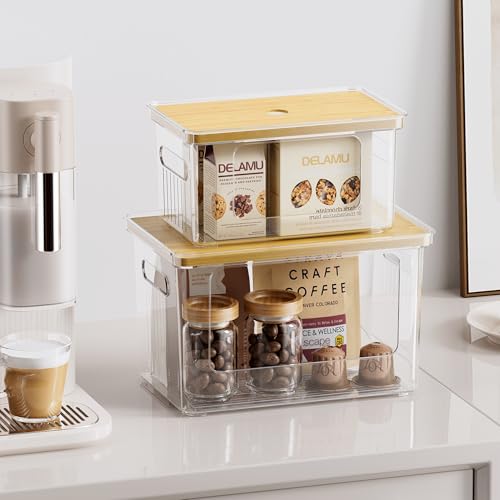 Delamu 2 Pack (XL+S) Trash Bag Dispenser, Stackable Garbage Bag Holder | Clear Acrylic Organizer Bins for Under Sink Organization, Pantry Storage, Cabinet, Kitchen, Laundry, Bathroom - size: XL+S-2 Pack