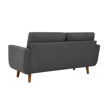 67" Gray Loveseat Sofa, Mid Century Modern Love Seat Sofas and Comfy Couches for Living Room, Button Tufted Small Cloud Couch for Bedroom Office Apartment Small Space, Easy Assembly (Dark Gray) - color: Dark Gray