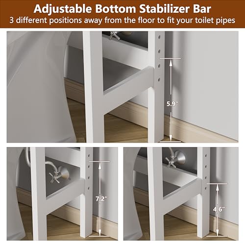 Yardenaler Over-The-Toilet Storage Shelf with Doors, Bathroom Freestanding Space Saver Organizer with Adjustable Shelf, White - color: White