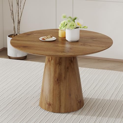 Wood Round Dining Table,45" Round Farmhouse Kitchen Table,Round Dining Table for 4 with Sturdy Tapered Base,Small Dining Room Table for Living Room,Saving Space - color: 45'' Wood