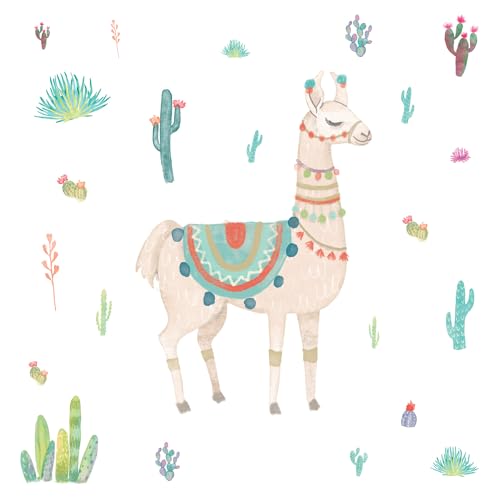 RoomMates RMK3839GM Watercolor Llama Peel and Stick Giant Wall Decals - style: Giant