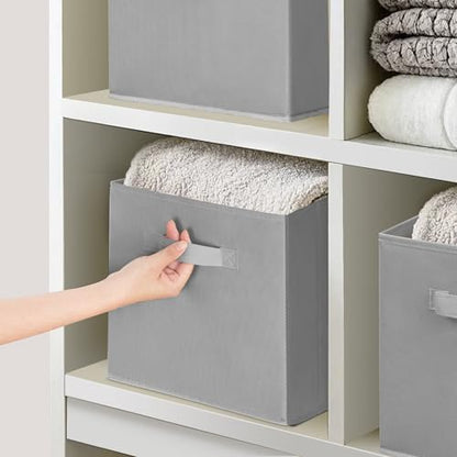 11 Inch Fabric Storage Bins, Storage Cubes, Collapsible Cube Storage Box, Fabric Closet Organizers with Handle for Home, Office, Shelf, Closets, Bedroom, Living Room, Grey, 7 Pack - size: 7 PACK