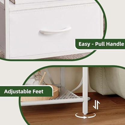 Somdot Nightstand with Charging Station & LED Light, Bedroom Bedside Table | Dorm, Guest Room, Kids Room, Laundry, Closet, Entryway and Hallway, White - color: White, size: 11.8"D x 15.7"W x 23.4"H (1 Drawers)