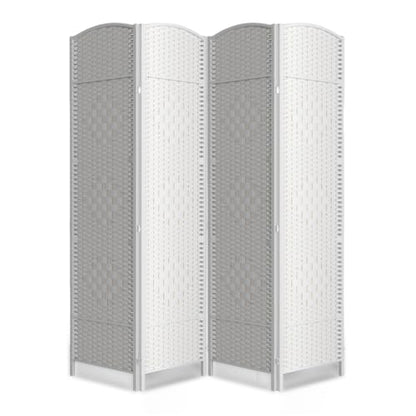 4 Panel Folding Room Divider,Woven Privacy Screen,White | Solid wood frame, handcrafted diamond pattern, 6FT tall, extends to 63 inches wide, no assembly required - color: White, size: 4-Panel