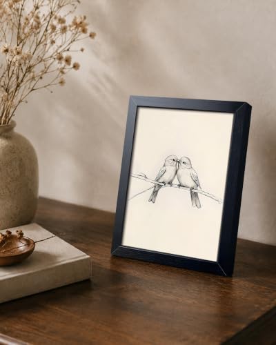 Minimalist Bird Line Wall Art, Love Birds Canvas Framed Poster Painting Print Picture, Black and White Sketch Art Decor, Vintage Romantic Couple Birds Wall Decor for Bedroom Living Room Home 8x10 Inch - color: A-Little Bird, size: 10"L x 8"W