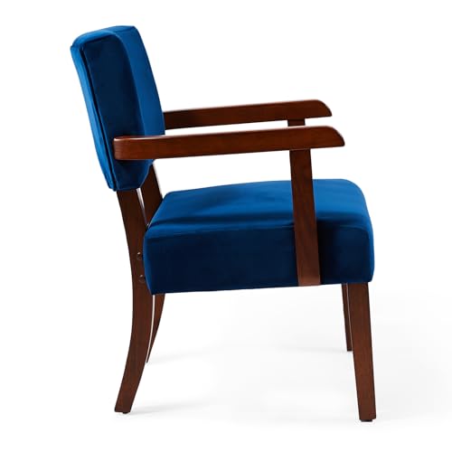 Velvet Accent Chairs Set of 2, 2 Solid Wood Armchairs with Table | Upholstered Living Room Chair, Comfy Reading Chair for Bedroom, Waiting Room, Home Office, Easy Assembly, Blue - color: Velvet Blue, size: Set of 2 with table
