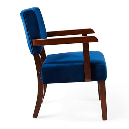 Velvet Accent Chairs Set of 2, 2 Solid Wood Armchairs with Table | Upholstered Living Room Chair, Comfy Reading Chair for Bedroom, Waiting Room, Home Office, Easy Assembly, Blue - color: Velvet Blue, size: Set of 2 with table