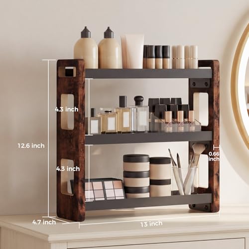 Bathroom Counter Organizer, Vanity Organizer, Perfume Organizer | Bathroom Organizers and Storage, Bathroom Sink Shelf, Countertop Organizer, Makeup Organizer, Cologne Stand - color: Brown 3 Tier