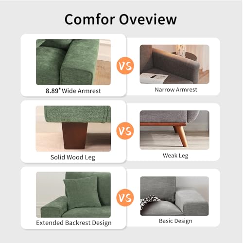 DOPEDIO 88.58" Chenille Loveseat Sofa, Green, Modern Couch for Living Room | Removable washable cover,pocket spring cushions, solid wood frame, easy assembly for apartments, ideal for small spaces - size: 88.58 inch, style: Green Chenille