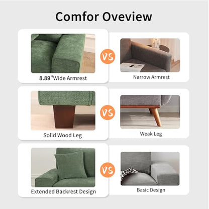 DOPEDIO 88.58" Chenille Loveseat Sofa, Green, Modern Couch for Living Room | Removable washable cover,pocket spring cushions, solid wood frame, easy assembly for apartments, ideal for small spaces - size: 88.58 inch, style: Green Chenille
